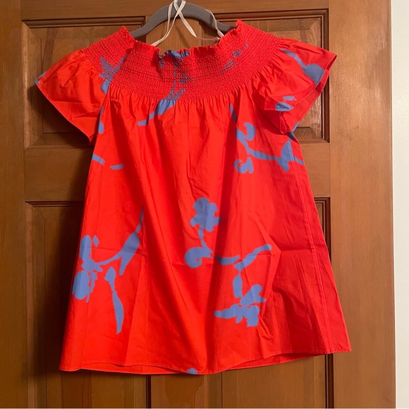 Tory Burch Eliza poppy off the shoulder blouse red floral NWT Size 2 Retail $250 - Picture 7 of 7